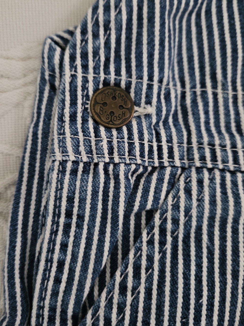 OshKosh B'gosh Blue & White Striped Kids Overalls - Picture 5 of 9
